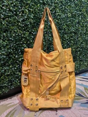 Juicy Couture Whistle Charm for Nice Girls Nylon Yellow Gold Utility Tote Bag